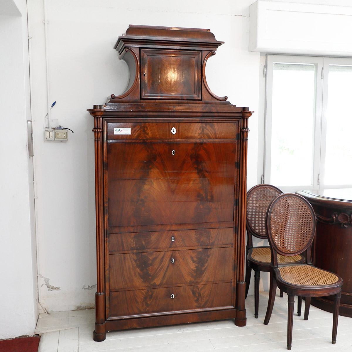 Secretaire in mogano, epoca Carlo X - Secretaire e Ribalte