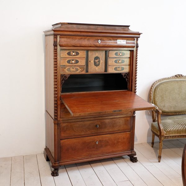 Secretaire in mogano, epoca Carlo X - Secretaire e Ribalte