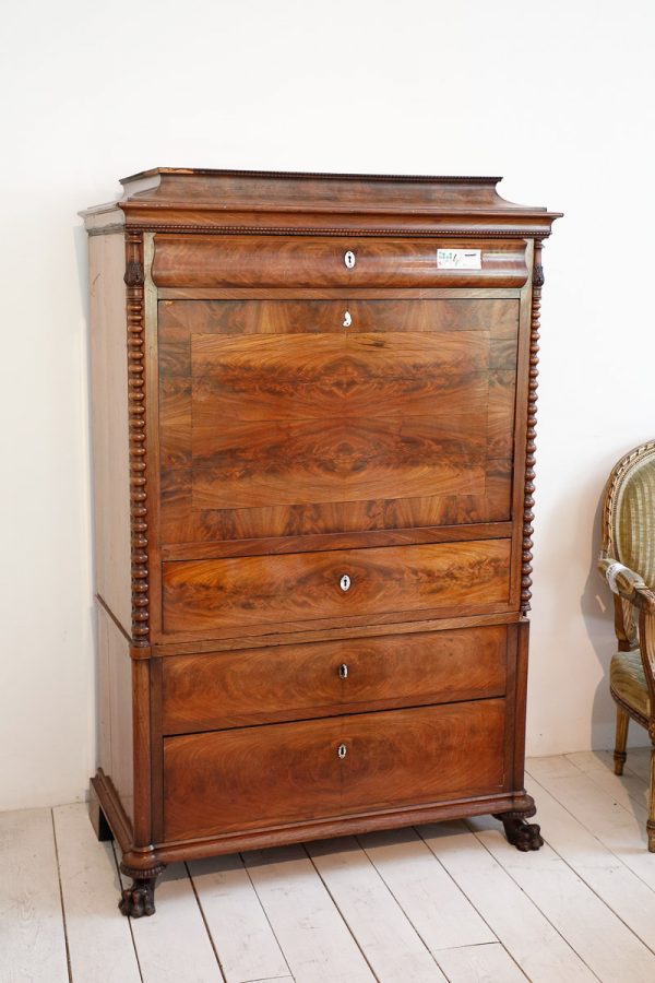 Secretaire in mogano, epoca Carlo X - Secretaire e Ribalte