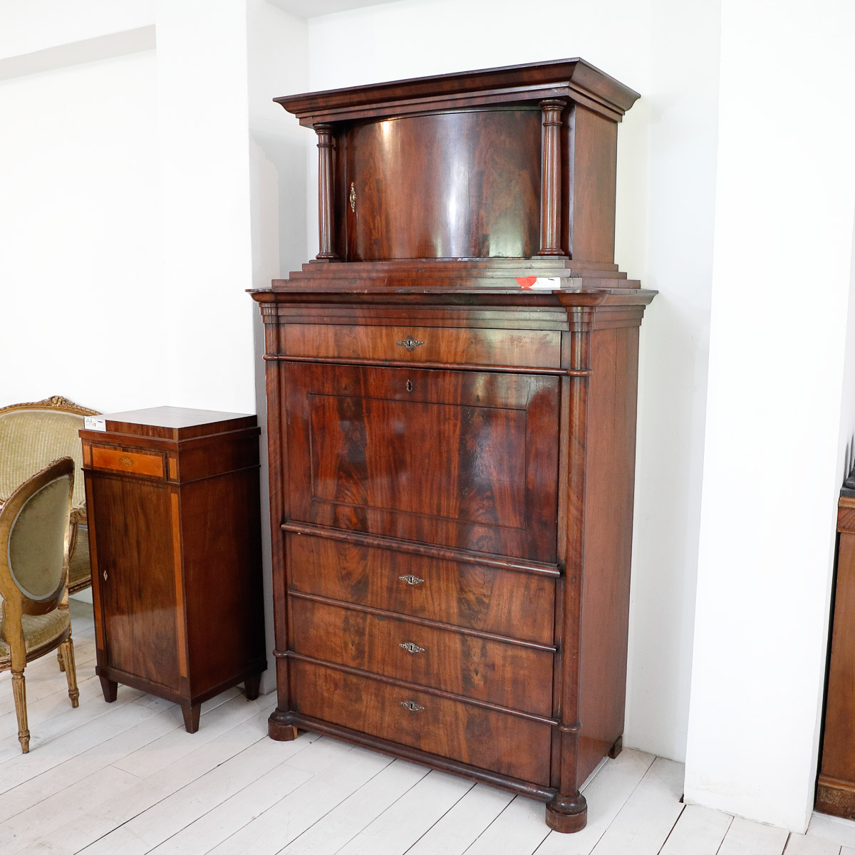 Secretaire in mogano, epoca Carlo X - Secretaire e Ribalte