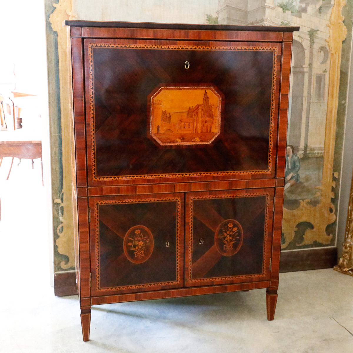 Secretaire in piuma di mogano, epoca Impero - Secretaire e Ribalte