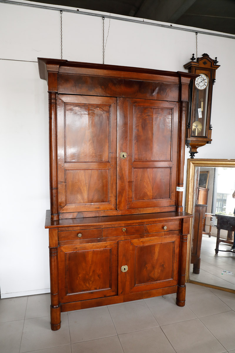 Credenza doppio corpo in mogano, Italia epoca 800 - Credenze Credenza doppio corpo in mogano, Italia epoca 800 - Credenze
