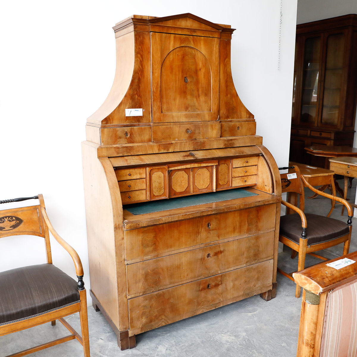 Trumeau in rovere, Paesi Scandinavi, Biedermeier - Secretaire e Ribalte, Tavoli e Scrittoi