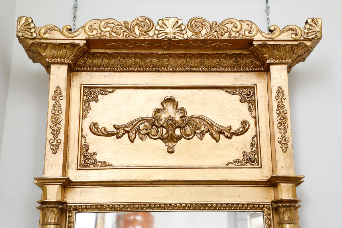 Wall mirror in gilded wood with torchon columns, 19th century - Wall Mirrors Wall mirror in gilded wood with torchon columns, 19th century - Wall Mirrors