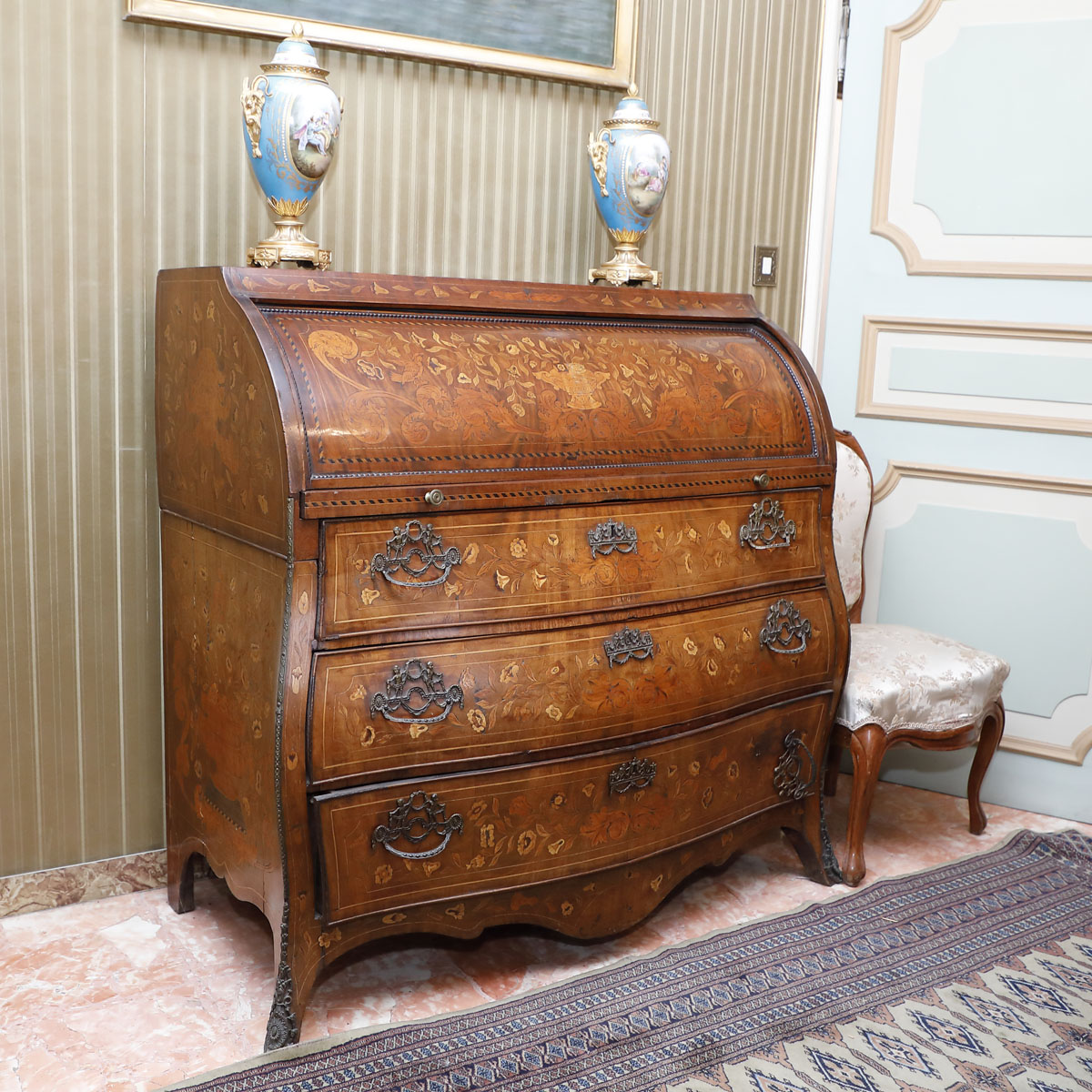 Ribalta a cilindro intarsiata, 800 - Secretaire e Ribalte Ribalta a cilindro intarsiata, 800 - Secretaire e Ribalte
