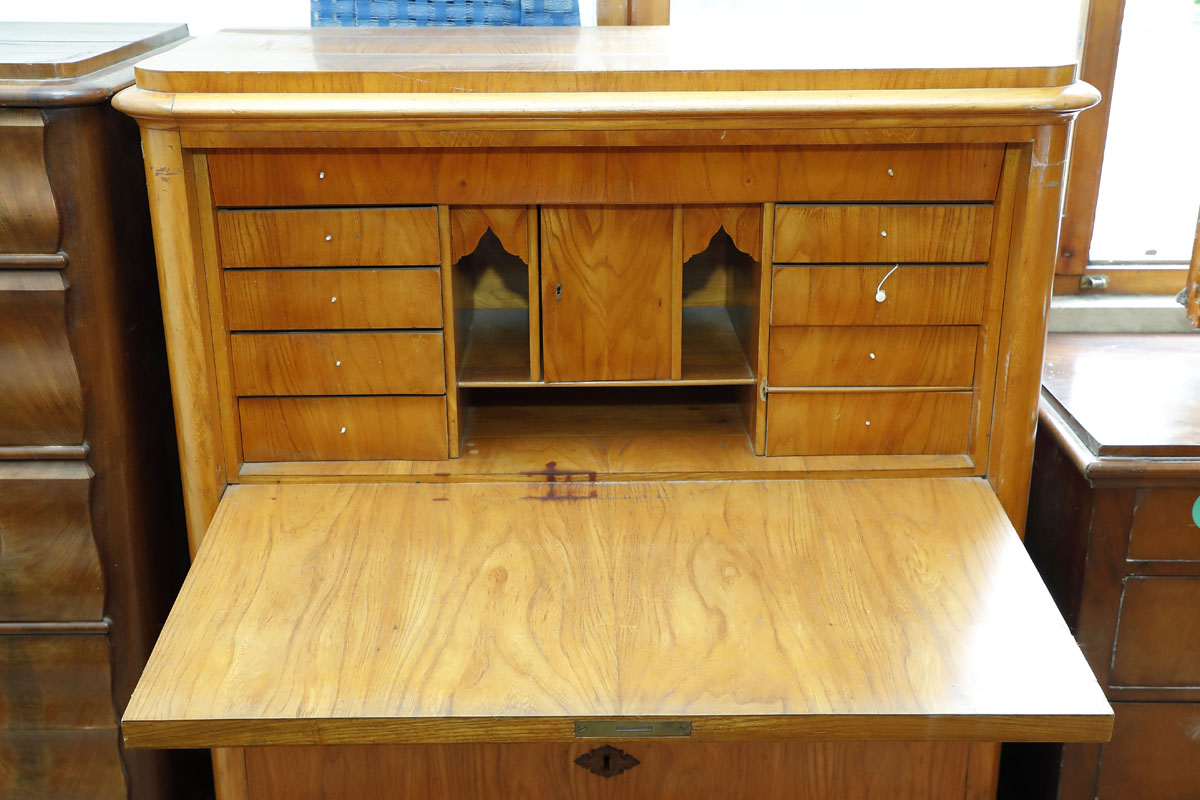 Secretaire in radica di olmo, Biedermeier - Secretaire e Ribalte Secretaire in radica di olmo, Biedermeier - Secretaire e Ribalte