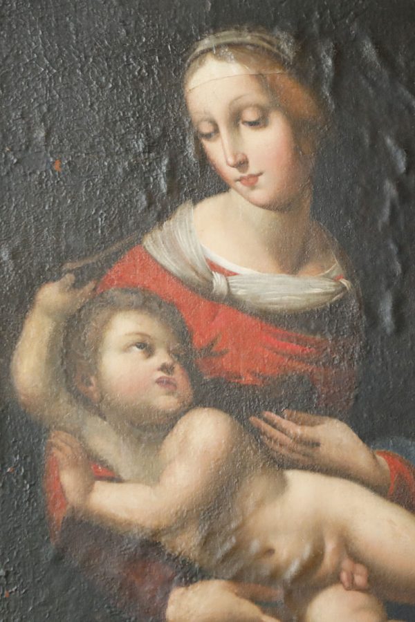 Quadro olio su tela, Madonna con Bambino, Italia 700 - Complementi d'arredo