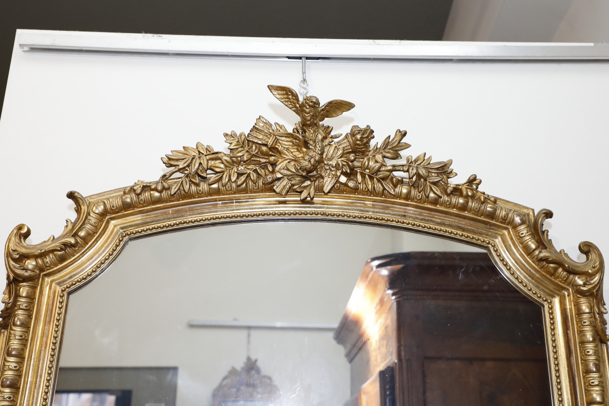 Gilded wall mirror with coping with birds - Wall Mirrors Gilded wall mirror with coping with birds - Wall Mirrors
