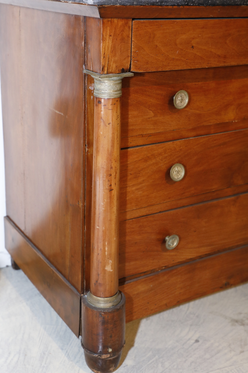 Empire style commode in walnut with marble top - Commodes Empire style commode in walnut with marble top - Commodes