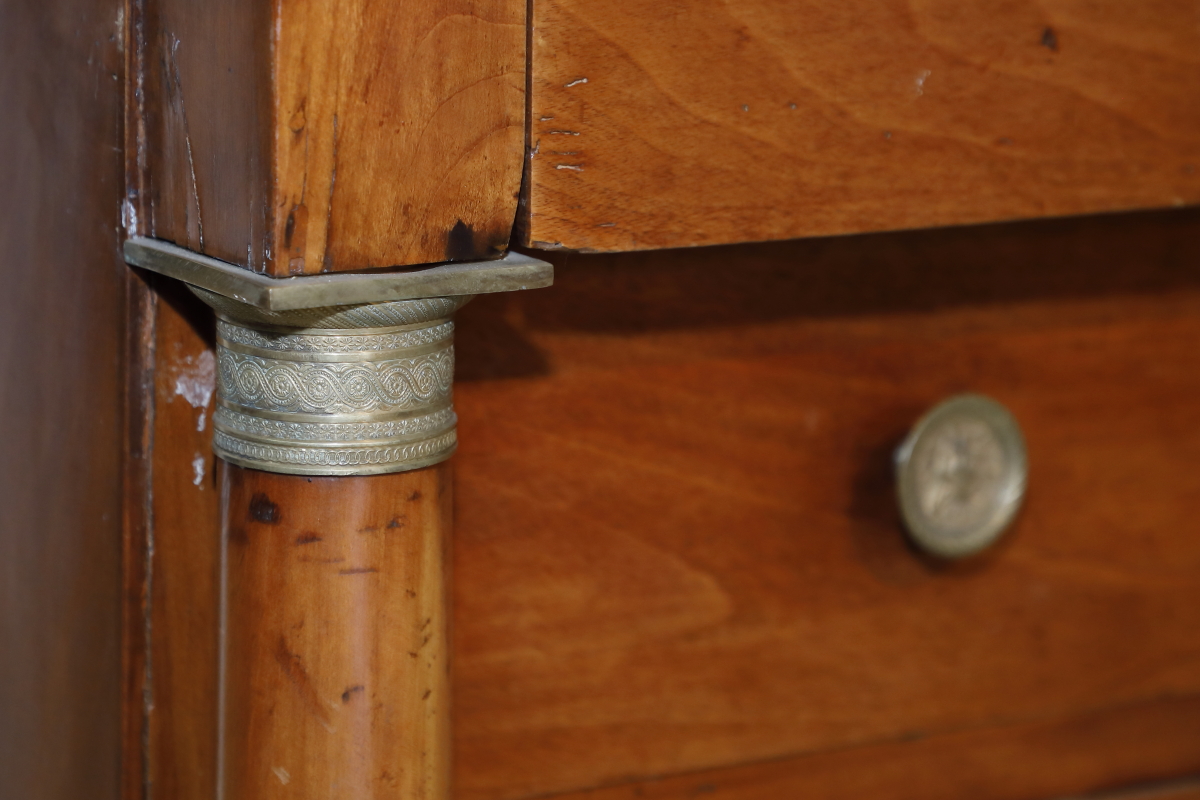 Empire style commode in walnut with marble top - Commodes Empire style commode in walnut with marble top - Commodes