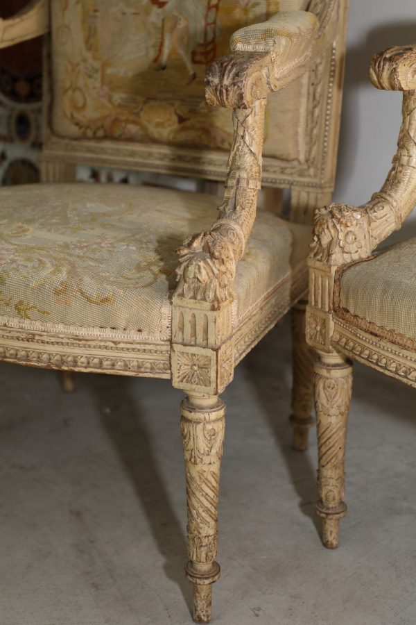5-piece lacquered living set with sofa, pair of armchairs and two chairs - Chairs and Armchairs