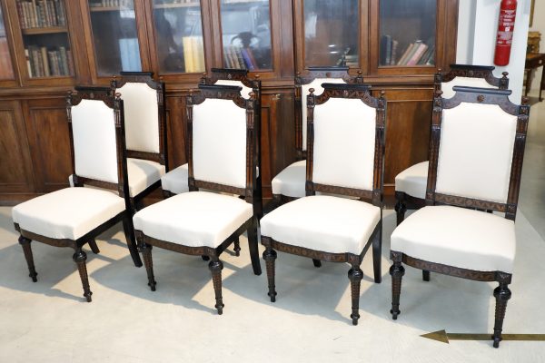 Set of 8 chairs with upholstered backrest and seat - Chairs and Armchairs