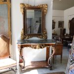 Gilded wood console table with hanging mirror - Consoles, Wall Mirrors