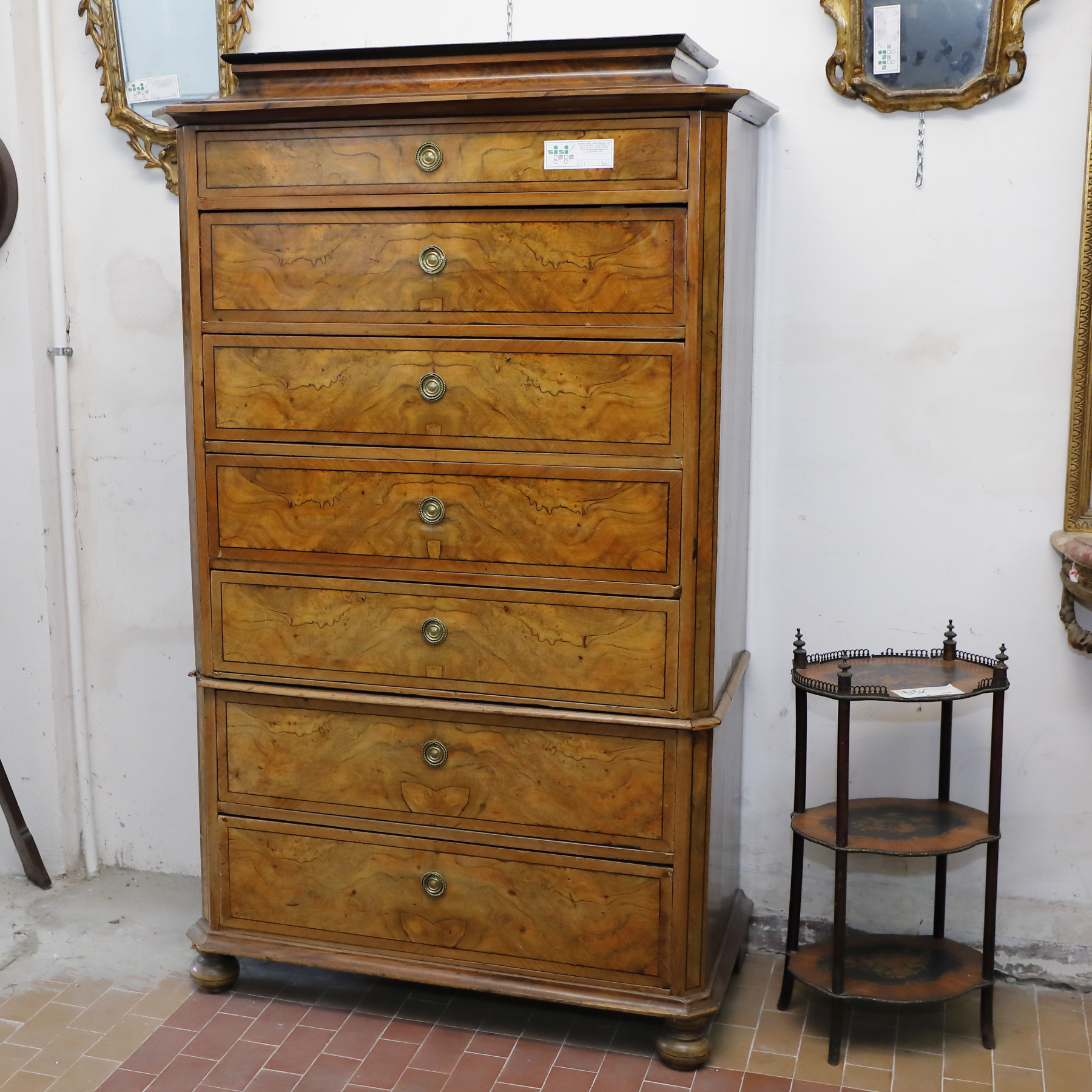 Settimino in noce e radica di noce epoca Luigi Filippo - Comò Settimino in noce e radica di noce epoca Luigi Filippo - Comò