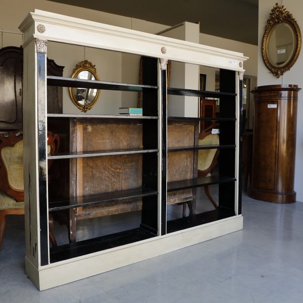 Libreria a giorno in legno laccato ed ebanizzato epoca fine 800 - Librerie