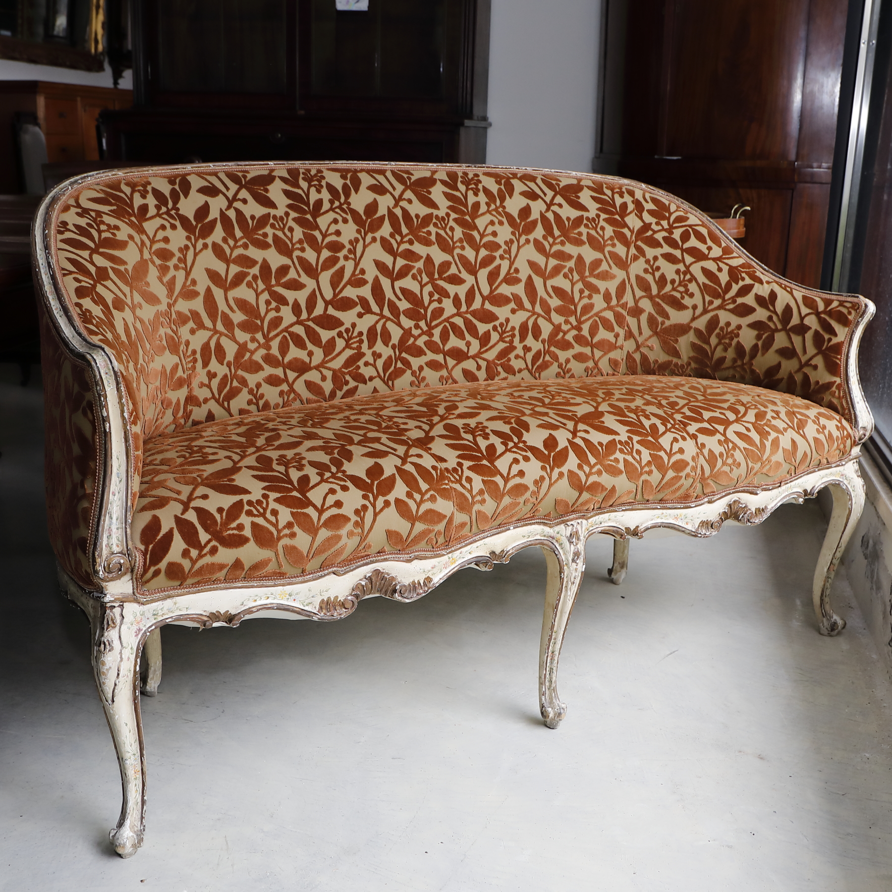 Salotto 5 pezzi in legno dorato di origine francese con tessuto Aubusson Epoca Seconda metà 800 - Divani, Sedie e Poltrone Salotto 5 pezzi in legno dorato di origine francese con tessuto Aubusson Epoca Seconda metà 800 - Divani, Sedie e Poltrone