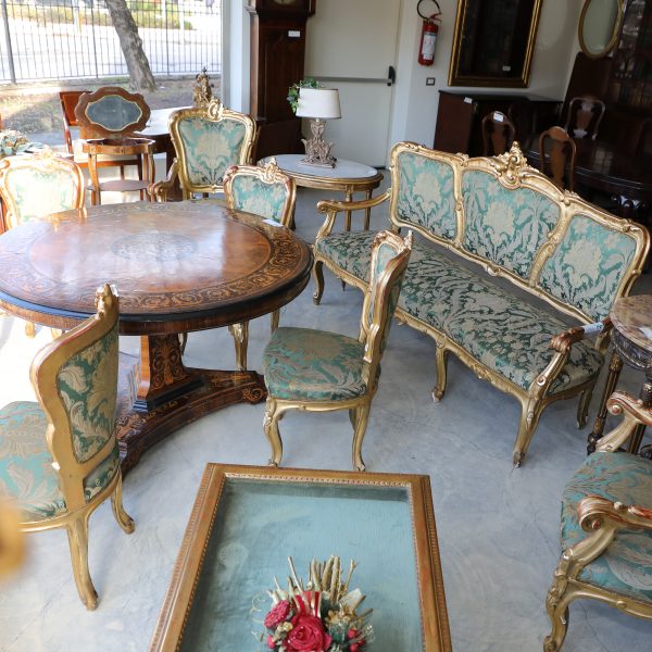 Salotto in legno dorato di origine Italiana Epoca 800 - Divani, Sedie e Poltrone