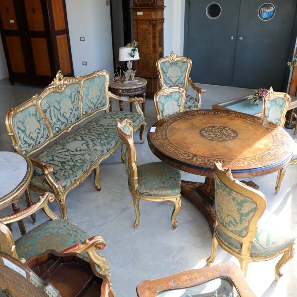 Salotto in legno dorato di origine Italiana Epoca 800 - Divani, Sedie e Poltrone