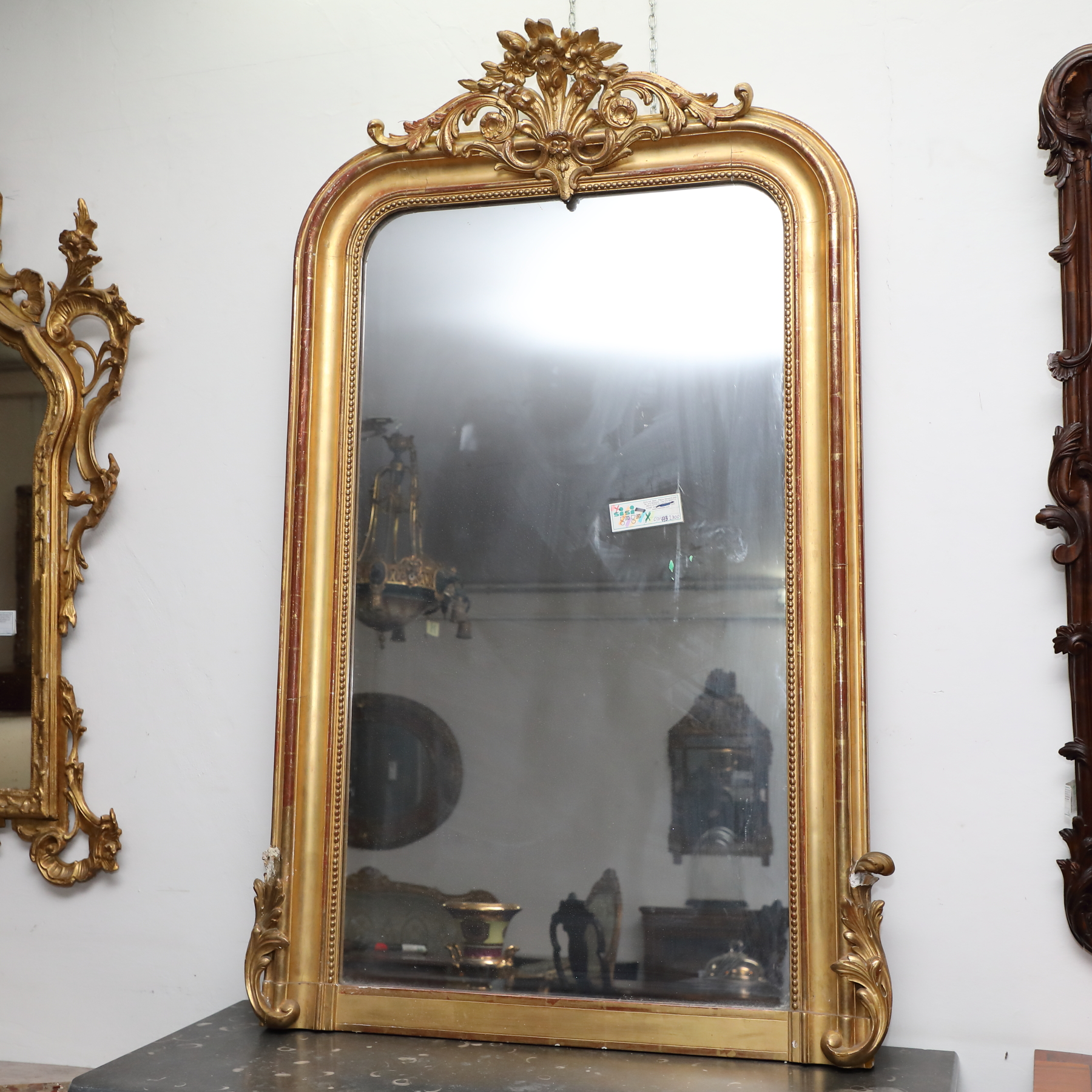 Specchiera ovale in legno dorato orizzontale origine italiana epoca Seconda metà 800 - Specchiere Specchiera ovale in legno dorato orizzontale origine italiana epoca Seconda metà 800 - Specchiere