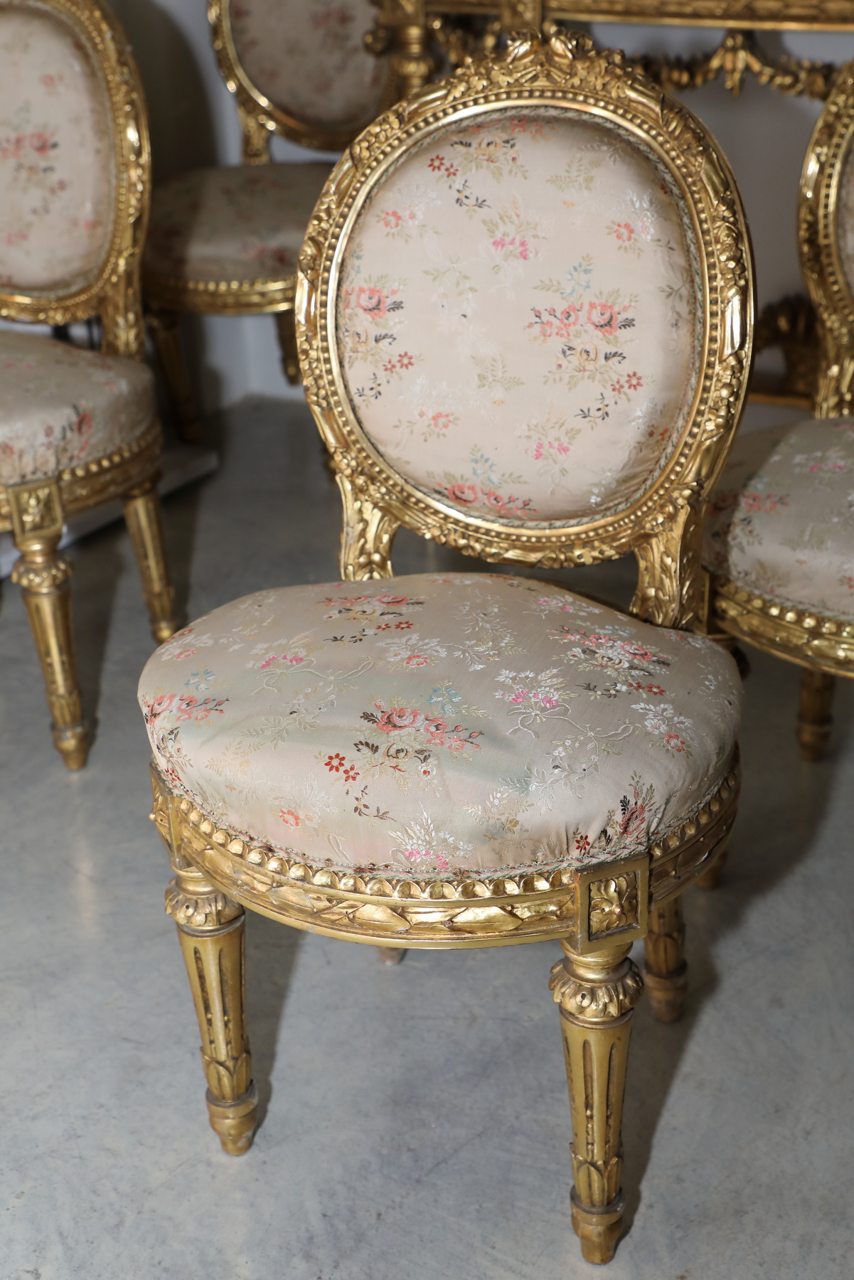 Gruppo 6 sedie a medaglione in legno dorato - Sedie e Poltrone Gruppo 6 sedie a medaglione in legno dorato - Sedie e Poltrone