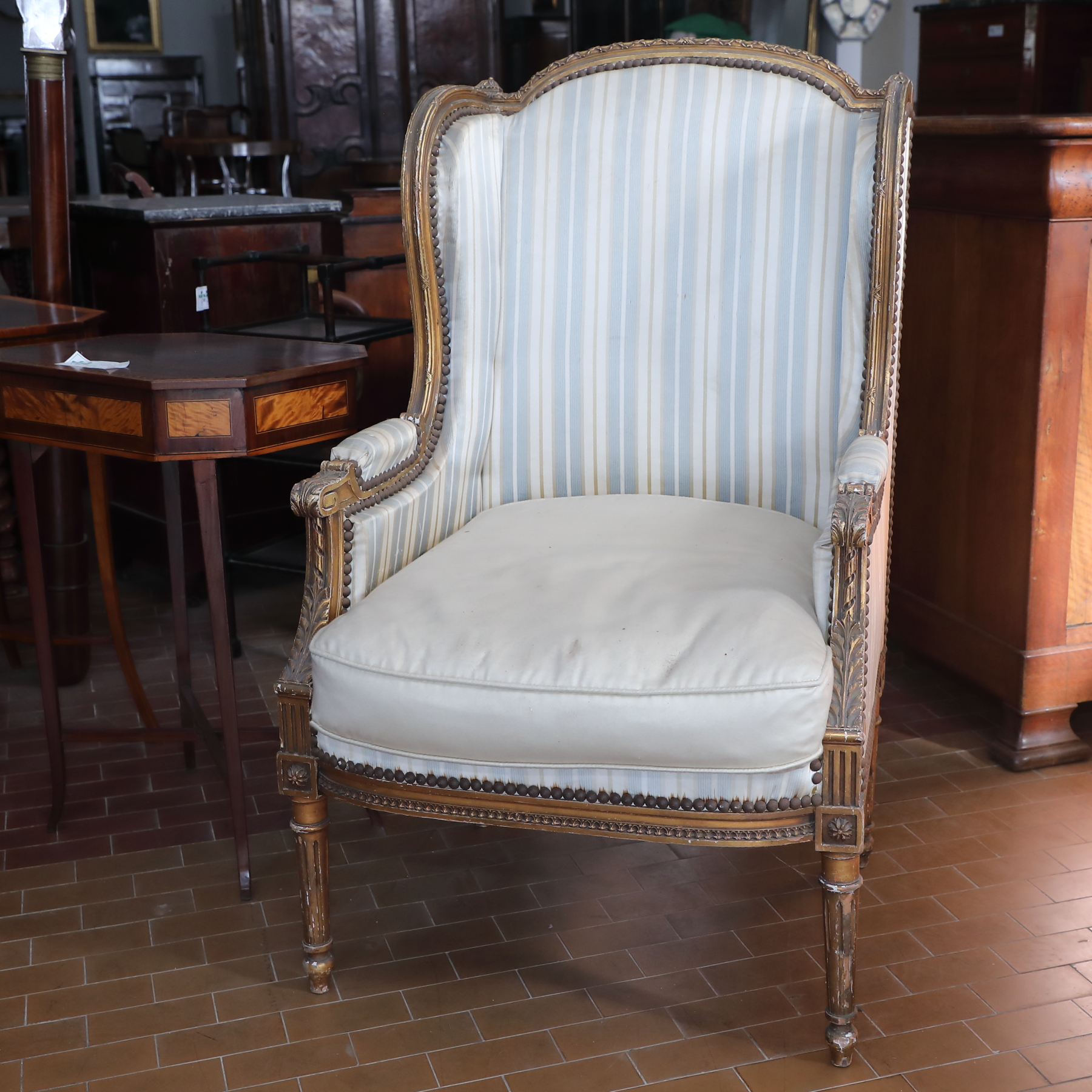 Coppia di bergere laccate di origine Francese Epoca NapoleoneIII - Sedie e Poltrone Coppia di bergere laccate di origine Francese Epoca NapoleoneIII - Sedie e Poltrone