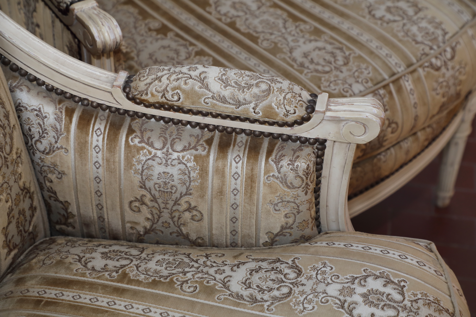 Coppia di bergere laccate di origine Francese Epoca NapoleoneIII - Sedie e Poltrone Coppia di bergere laccate di origine Francese Epoca NapoleoneIII - Sedie e Poltrone