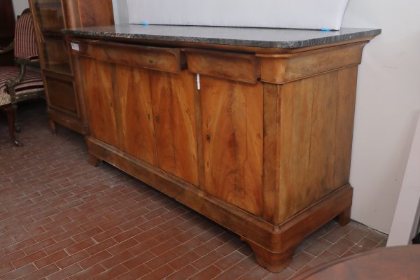 Credenza cappuccina  a 4 ante in noce con piano in marmo - Credenze