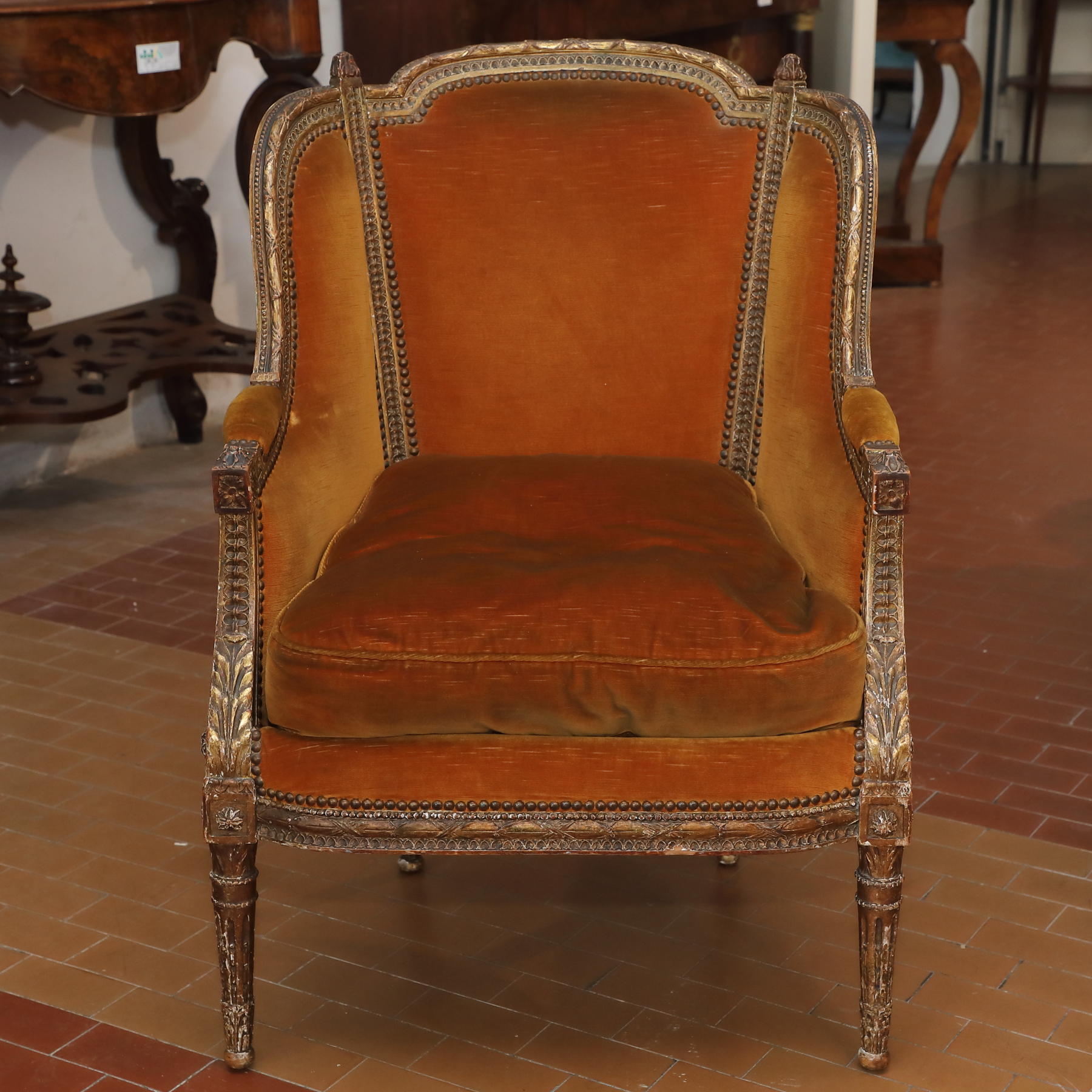 Coppia di bergere laccate di origine Francese Epoca NapoleoneIII - Sedie e Poltrone Coppia di bergere laccate di origine Francese Epoca NapoleoneIII - Sedie e Poltrone