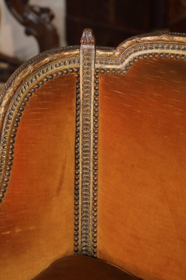 Bergere in legno dorato Origine Francese Epoca NapoleoneIII - Sedie e Poltrone