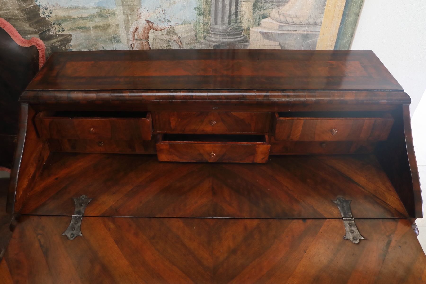 Ribalta italiana lastronata in radica di noce epoca 700 - Secretaire e Ribalte, Uncategorized Ribalta italiana lastronata in radica di noce epoca 700 - Secretaire e Ribalte, Uncategorized