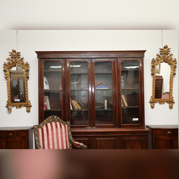 Coppia specchierine in legno dorato con fiori intagliati e fregi epoca 800 - Specchiere
