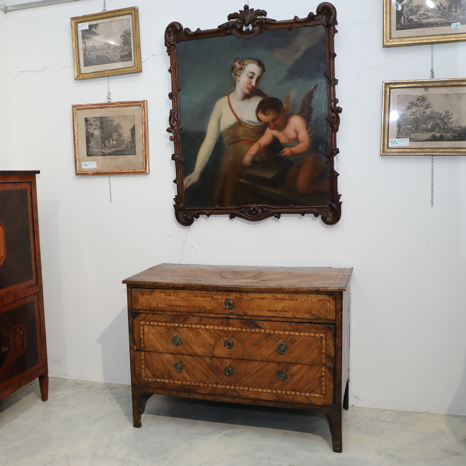 Comò italiano Luigi XVI intarsiato - Comò Comò italiano Luigi XVI intarsiato - Comò