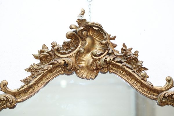 Specchiera movimentata  in legno dorato con conchiglia epoca 800 - Specchiere