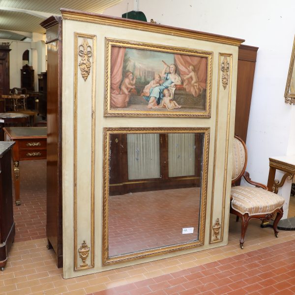 Caminiera in legno laccato e dorato con dipinto epoca fine 800 - Specchiere, Uncategorized