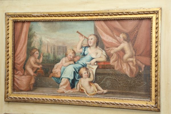 Caminiera in legno laccato e dorato con dipinto epoca fine 800 - Specchiere, Uncategorized