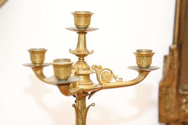 Coppia candelieri in bronzo dorato epoca 800 - Complementi d'arredo