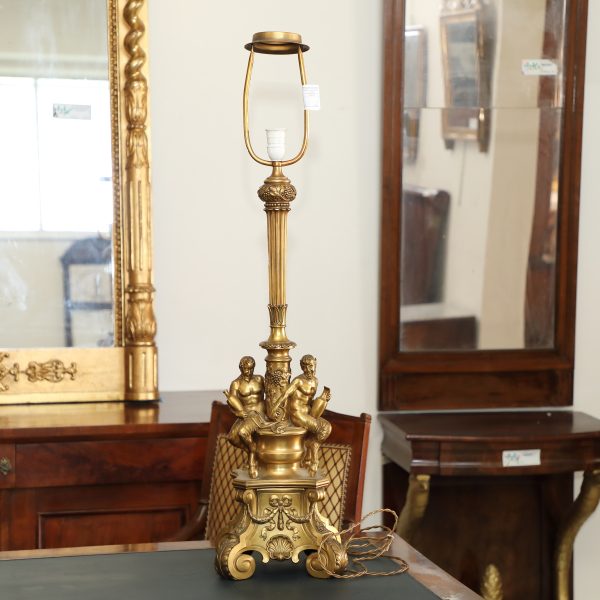 Lampada in bronzo dorato con fauni epoca fine 800 - Complementi d'arredo