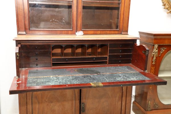 Secretaire bookcase in mogano origine inglese epoca vittoriana - Secretaire e Ribalte